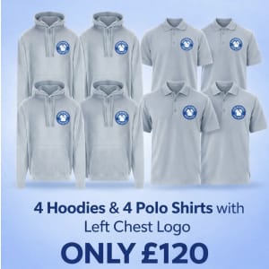4 Hoodies & 4 Polo Shirts with Left Chest Logo